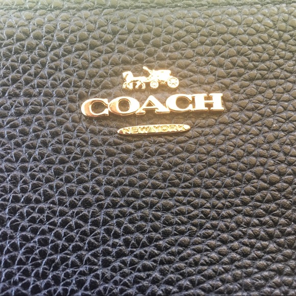 COACH NWOT Polished Pebble Black Leather Wristlet - Picture 3 of 6